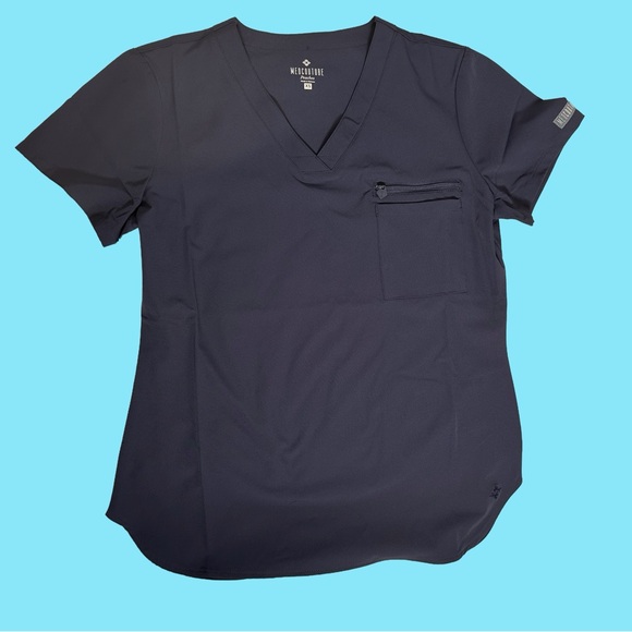 Med Couture Classic Navy V-Neck Short Sleeve Scrub Top - Picture 4 of 8